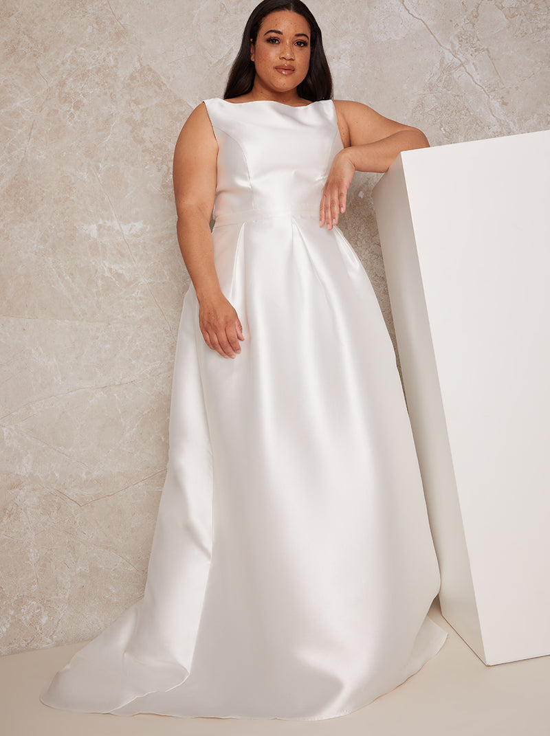 Plus Size Sleeveless Satin Bridal Dress ...